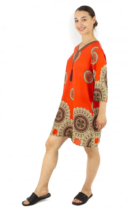 Tunica cu maneca 3/4 si print oriental - Rosu [3]
