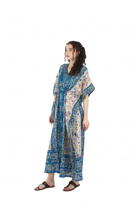 Tunica lunga cu ajustare in talie - Albastru [2]