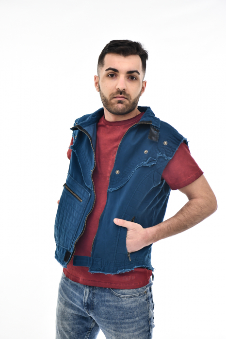 Vesta regular cu guler rusesc - Negru [2]