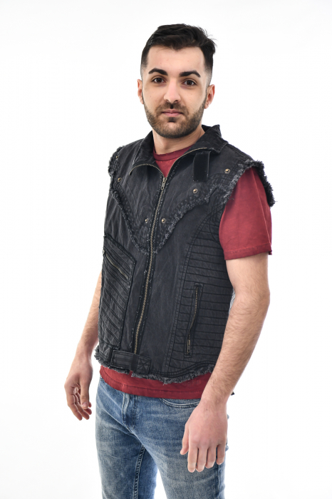 Vesta regular cu guler rusesc - Negru [2]