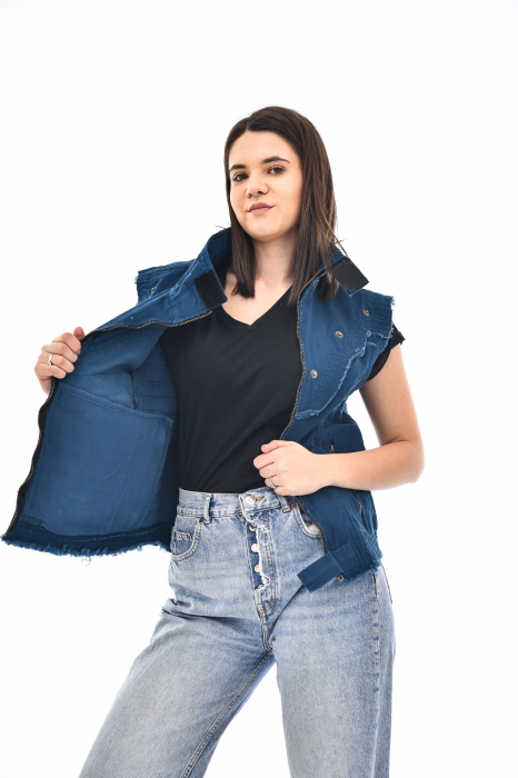 Vesta regular cu guler rusesc - Negru [10]