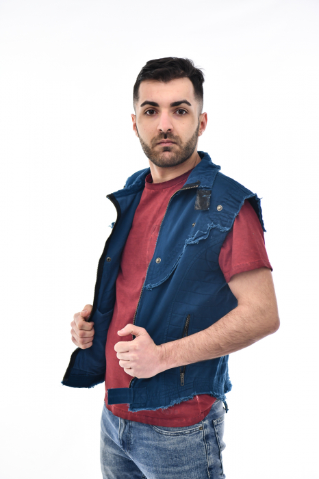 Vesta regular cu guler rusesc - Negru [7]