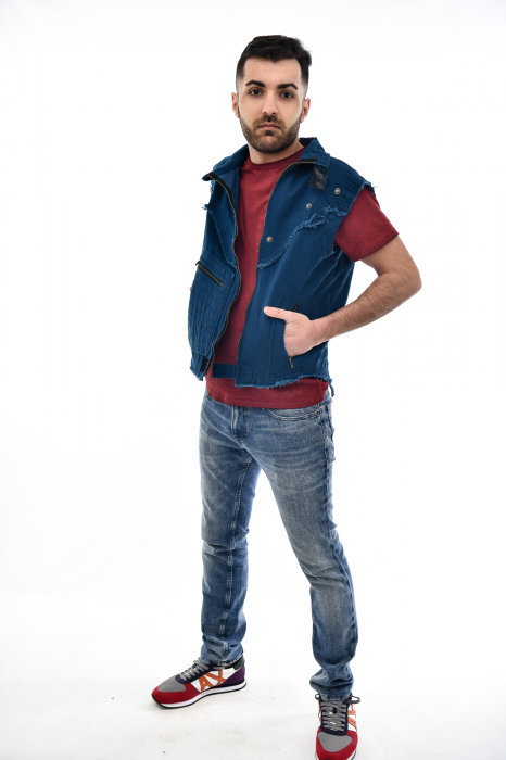 Vesta regular cu guler rusesc - Negru [4]