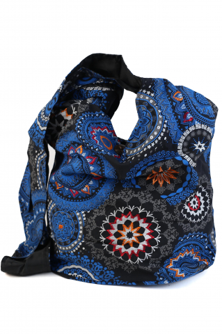 Geanta de umar din bumbac cu print colorat - Bleumarin [1]