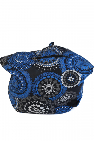 Geanta de umar din bumbac cu print colorat - Bleumarin [0]