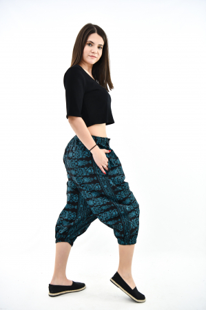 Salvari 3/4 cu print floral - Negru si Verde [6]