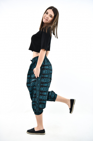 Salvari 3/4 cu print floral - Negru si Verde [4]