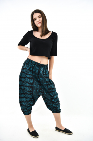 Salvari 3/4 cu print floral - Negru si Verde [7]