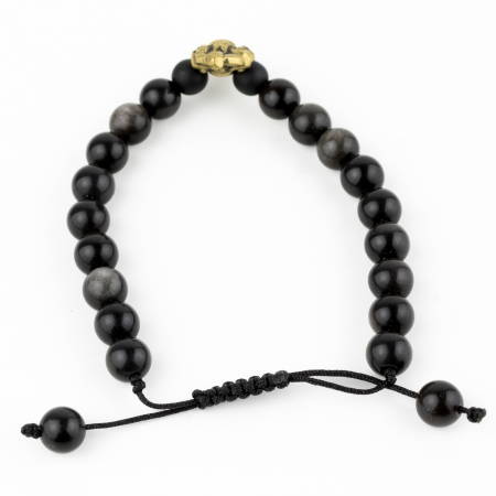 Bratara reglabila din Piatra Naturala Slefuita - Black Obsidian [1]