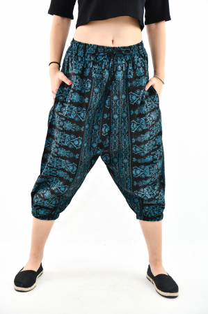 Salvari 3/4 cu print floral - Negru si Verde [0]