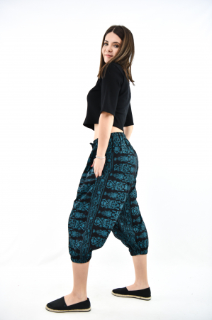 Salvari 3/4 cu print floral - Negru si Verde [2]