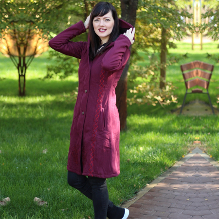 Jacheta din bumbac cu nasturi si fermoar - BORDO [1]