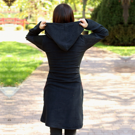 Hanorac fleece, lung - NEGRU [3]
