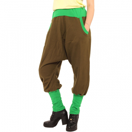 Salvari grosi cu banda verde si stransi jos - kaki [2]