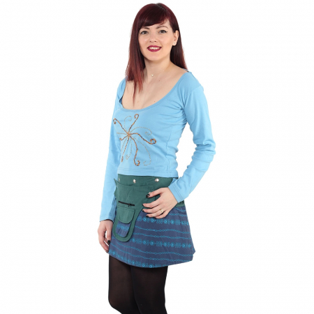 Top scurt bumbac 100% - albastru [2]