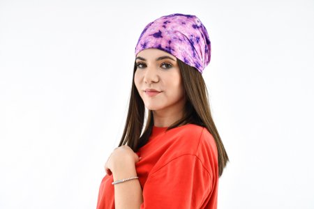 Bandana cu elastic Tie Dye - Visiniu [4]