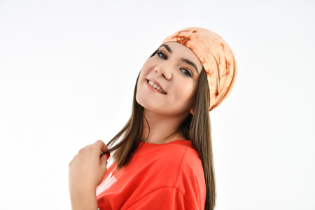 Bandana cu elastic Tie Dye - Visiniu [4]