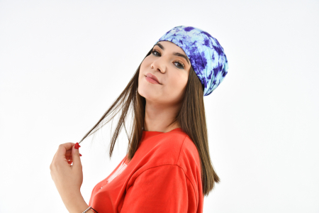 Bandana cu elastic Tie Dye - Visiniu [1]