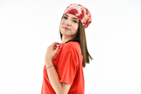 Bandana cu elastic Tie Dye - Visiniu [1]