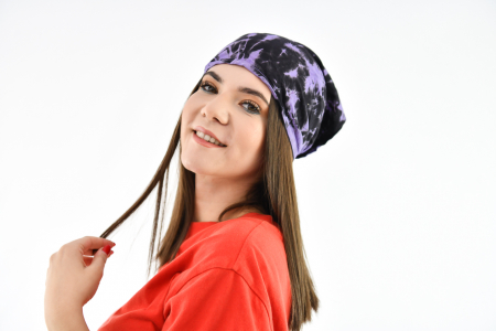 Bandana cu elastic Tie Dye - Visiniu [4]