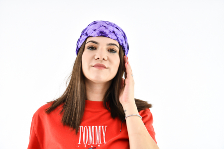 Bandana cu elastic Tie Dye - Visiniu [1]