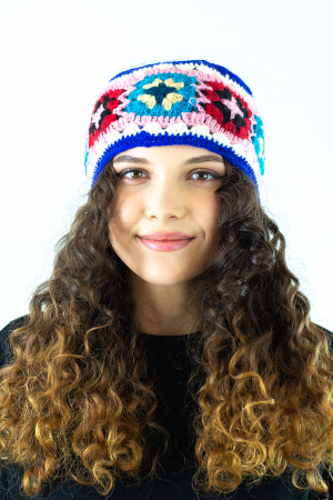 Bentita din lana crosetata multicolora - Hot Pink [1]