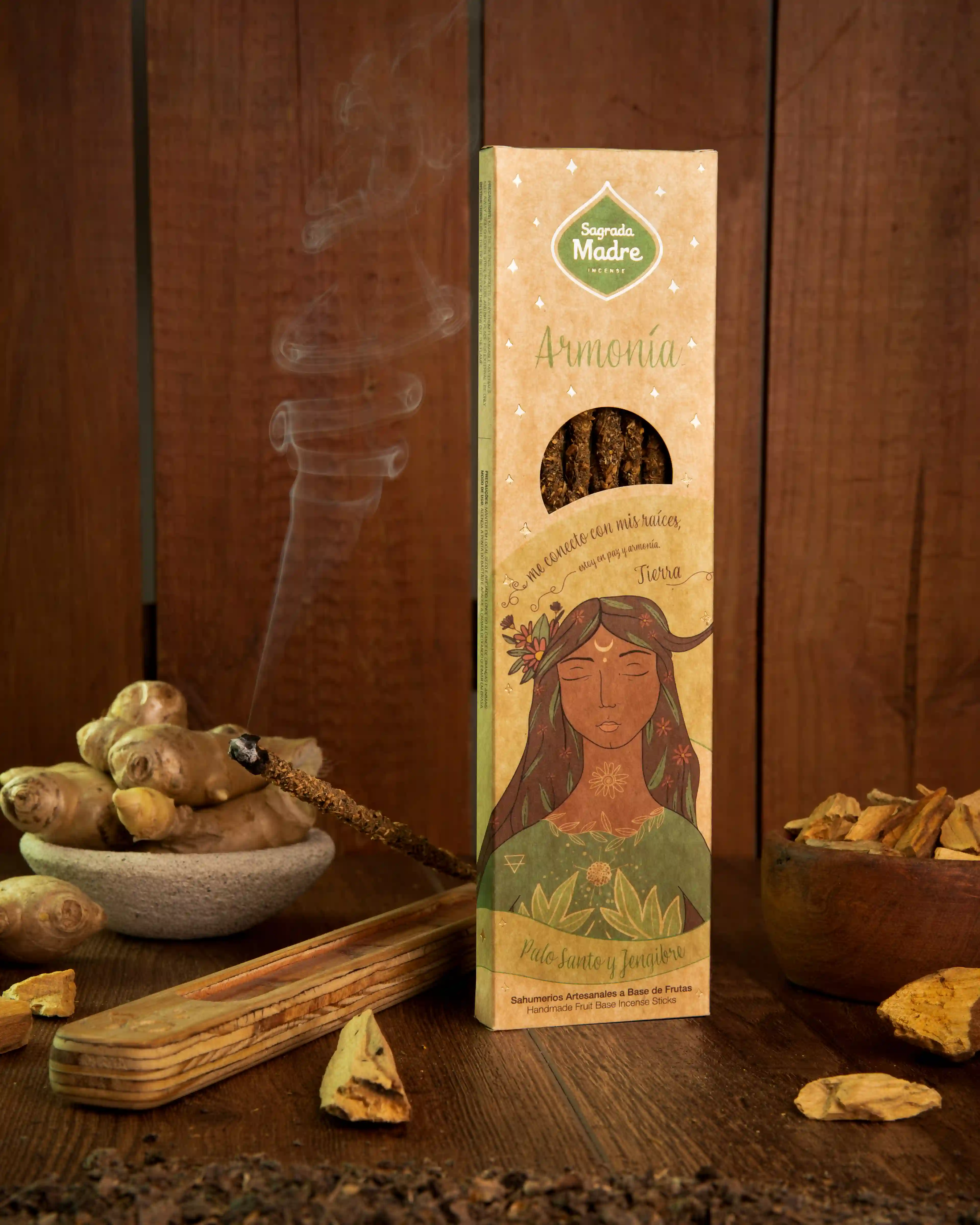 Bețișoare Parfumate Luxury Sagrada Madre Colecția 5 Elementos – Tierra (Palo Santo and Ginger) – Armonia (Harmony) [1]