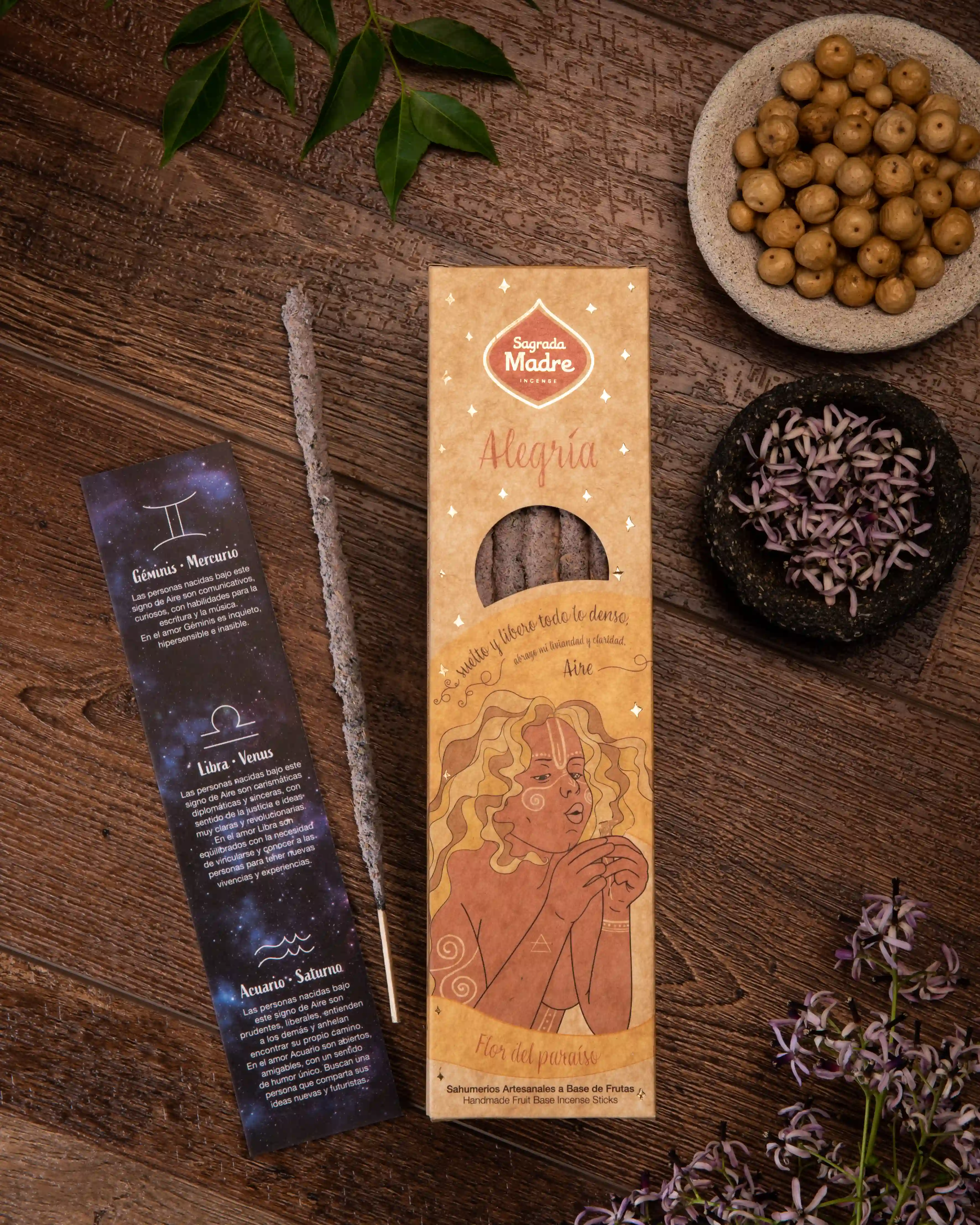 Bețișoare Parfumate Luxury Sagrada Madre Colecția 5 Elementos – Aire (Flor del árbol paraíso) – Alegría (Joy) [1]