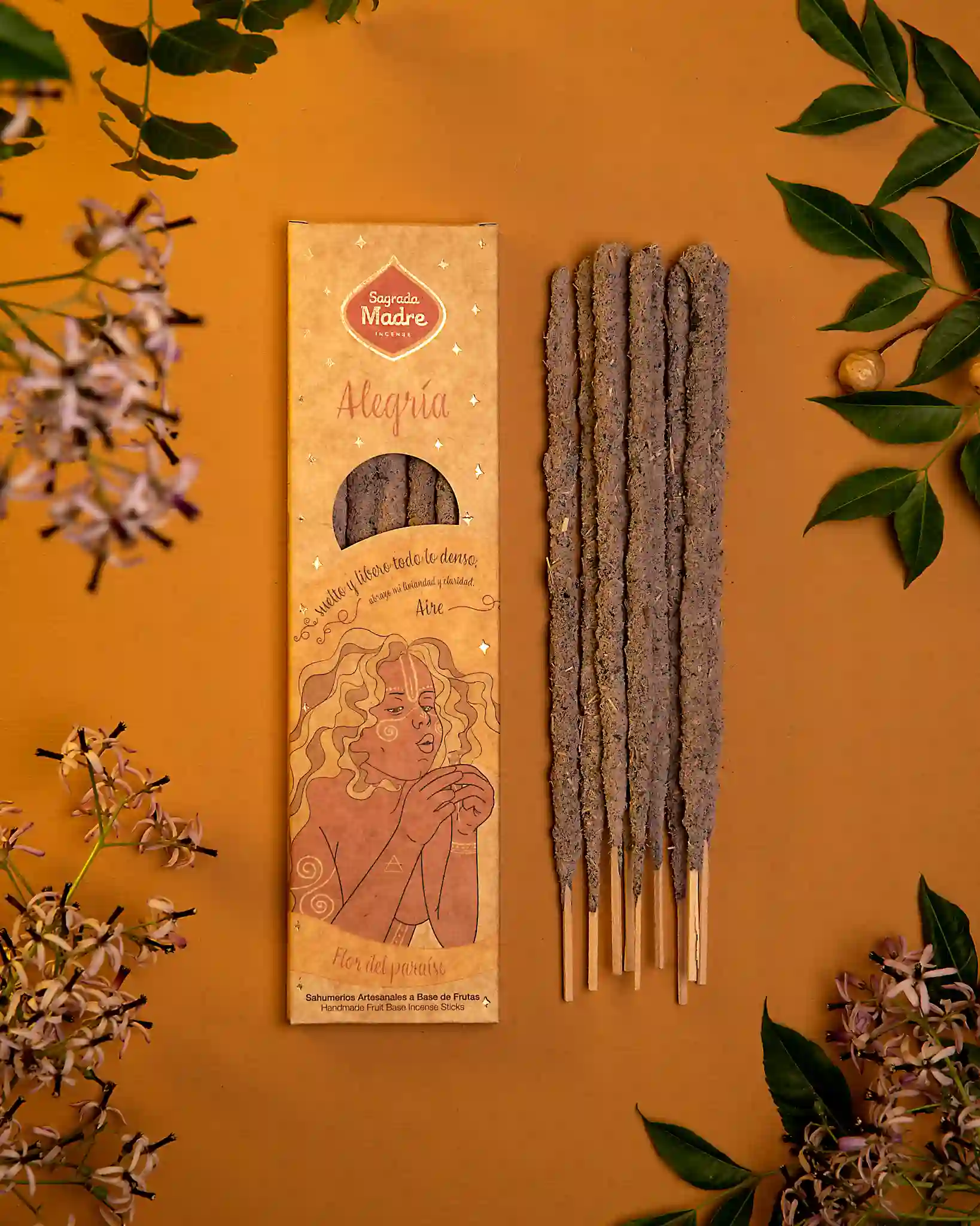 ZEN - Bețișoare Parfumate Luxury Sagrada Madre Colecția 5 Elementos – Aire (Flor del árbol paraíso) – Alegría (Joy)