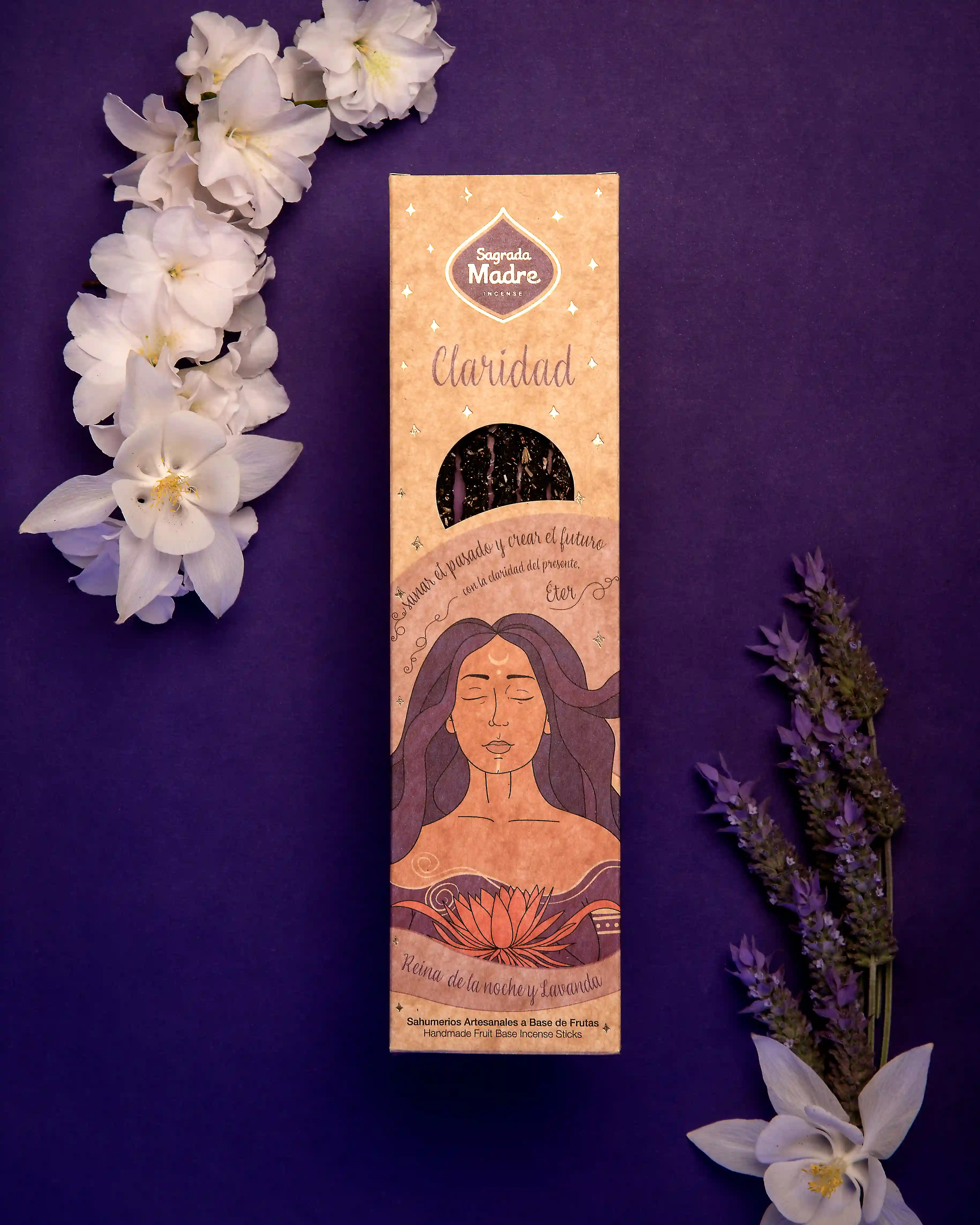 ZEN - Bețișoare Parfumate Luxury Sagrada Madre Colecția 5 Elementos – Eter (Flower Queen of the Night & Lavander) – Claridad (Clarity)