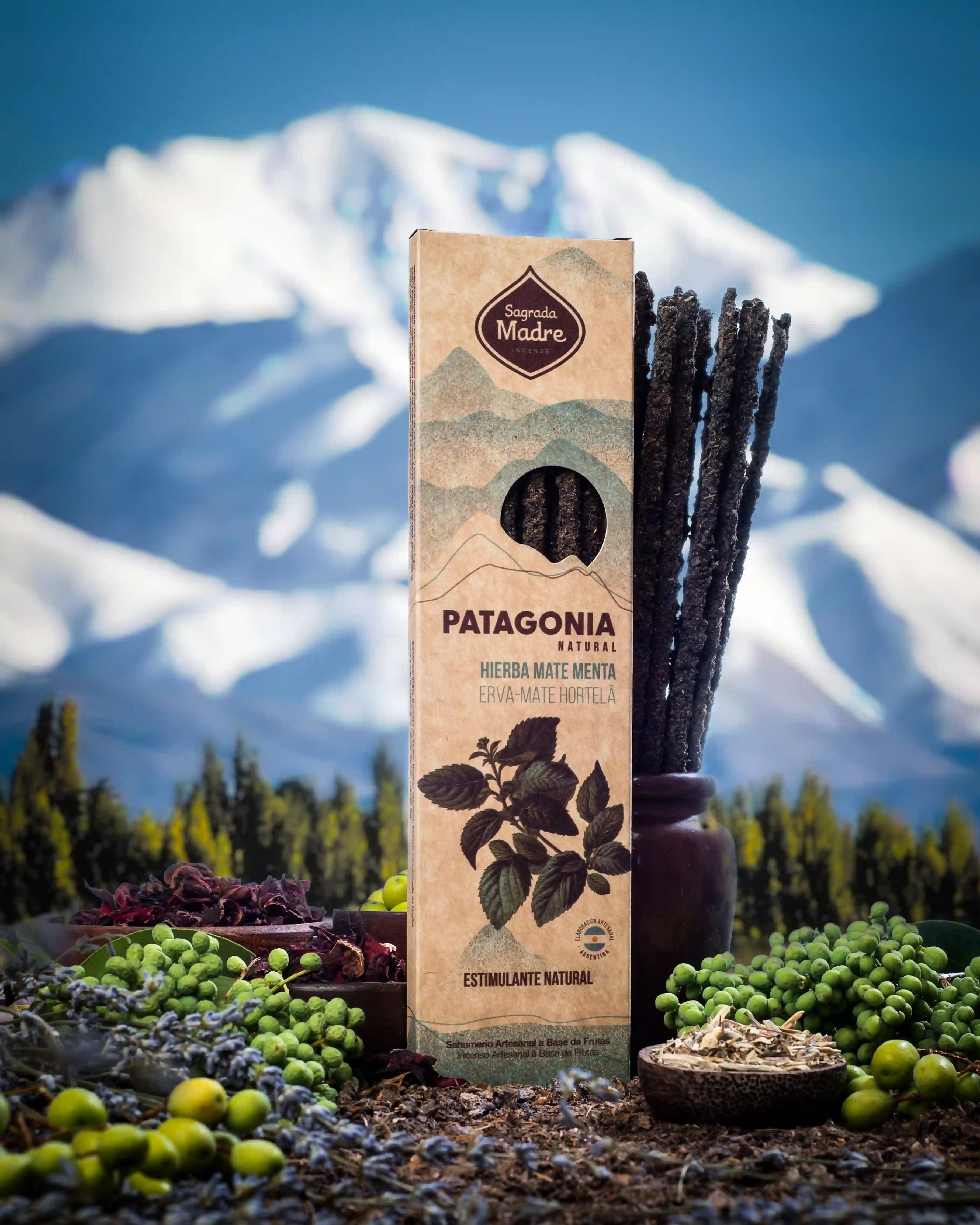 ZEN - Bețișoare Parfumate Luxury Sagrada Madre Colecția Patagonia – Yerba Mate Menta (Estimulante Natural)