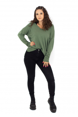 Bluza asimetrica decolteu in V - Khaki 22N77S [2]