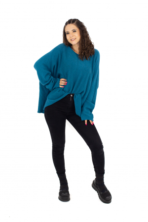 Bluza asimetrica oversized - Teal 22N77S [4]