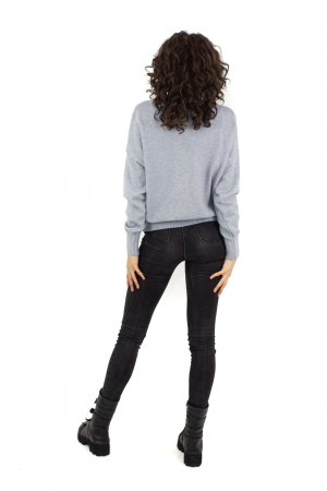 Bluza basic cu decolteu in V - Gri Deschis 22N105XD [3]