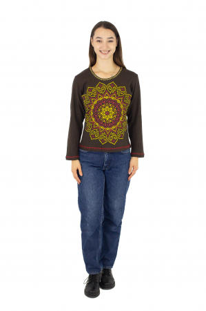 Bluza cambrata cu imprime floral - Rosu [1]