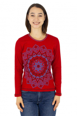 Îmbrăcăminte - Bluza cambrata cu imprime floral - Rosu