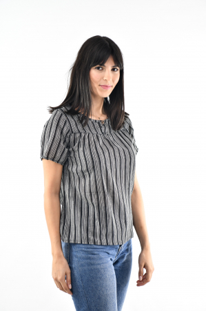 Bluza cu dungi si maneca scurta - Rosu [8]