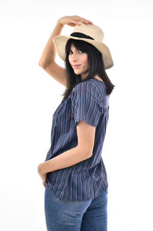 Bluza cu dungi si maneca scurta - Rosu [6]