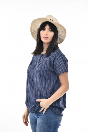 Bluza cu dungi si maneca scurta - Rosu [3]