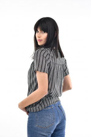 Bluza cu dungi si maneca scurta - Rosu [6]