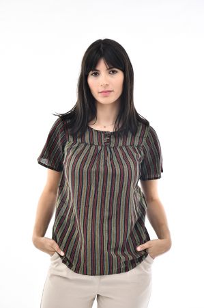 Bluza cu dungi si maneca scurta - Rosu [0]