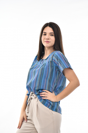 Bluza cu dungi si maneca scurta - Rosu [6]