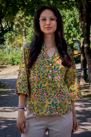 Bluza cu maneca 3/4 si print all over efectuat manual - Model 1 [1]