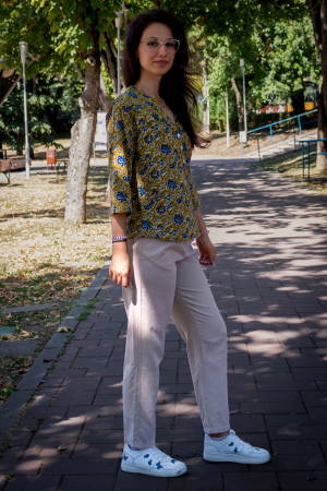 Bluza cu maneca 3/4 si print all over efectuat manual - Model 2 [2]