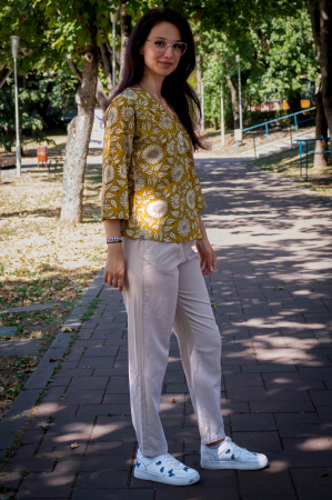 Bluza cu maneca 3/4 si print all over efectuat manual - Model 3 [2]