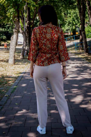 Bluza cu maneca 3/4 si print all over efectuat manual - Model 4 [4]