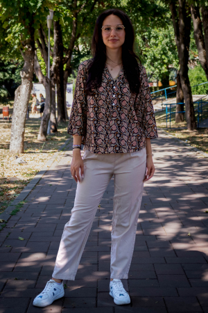 Bluza cu maneca 3/4 si print all over efectuat manual - Model 6 [1]