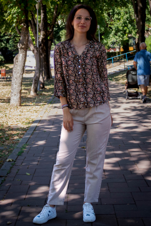 Bluza cu maneca 3/4 si print all over efectuat manual - Model 6 [3]