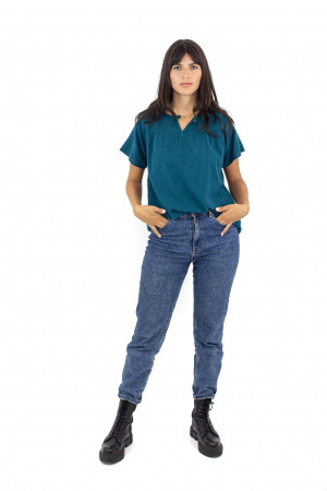 Bluza cu maneca scurta si un nasture - Negru [4]