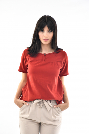 Bluza cu maneca scurta si un nasture - Negru [4]